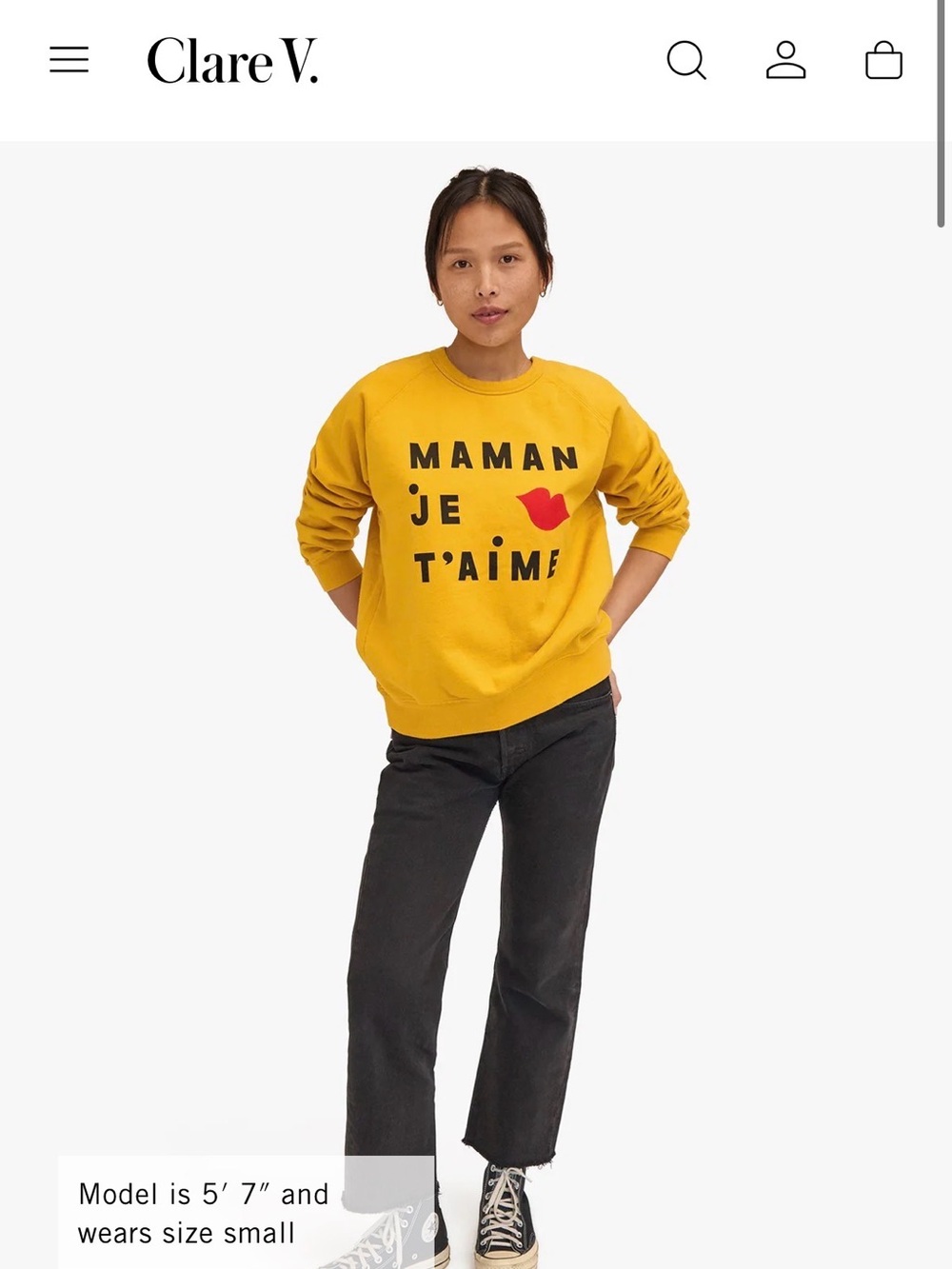Clare V. Mustard Yellow 'Maman Je T'aime' Sweatshirt